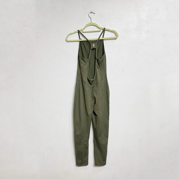 Free People Olive Side To Side Open Back Active One Piece Jumpsuit Sz S - Picture 12 of 15